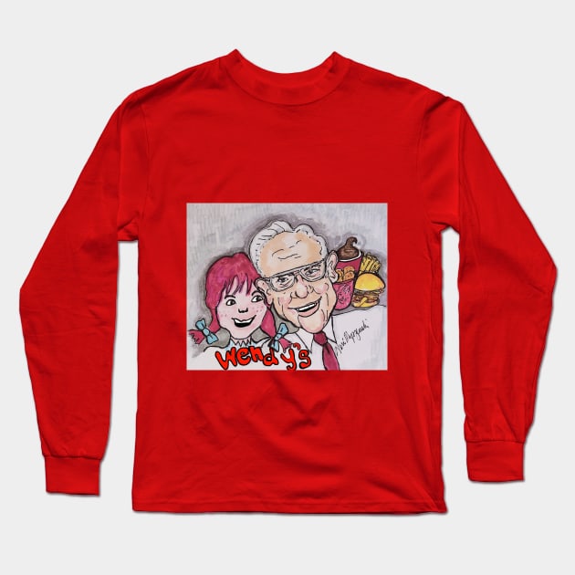 Wendys Fast Food Restaurant Long Sleeve T-Shirt by TheArtQueenOfMichigan 